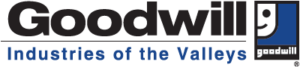 Goodwill logo with black and blue text reading “Goodwill Industries of the Valleys.”