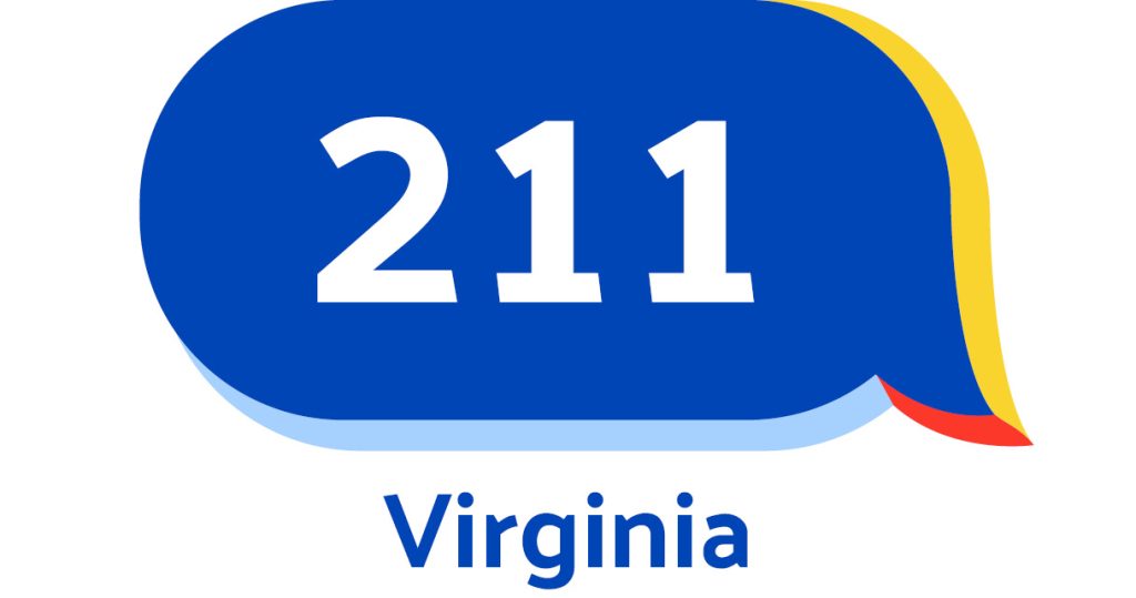 211 Virginia logo in a blue speech bubble with yellow and red accents.