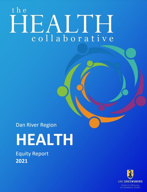 Cover of 2021 Dan River Region Health Equity Report featuring colorful circular abstract people graphic.